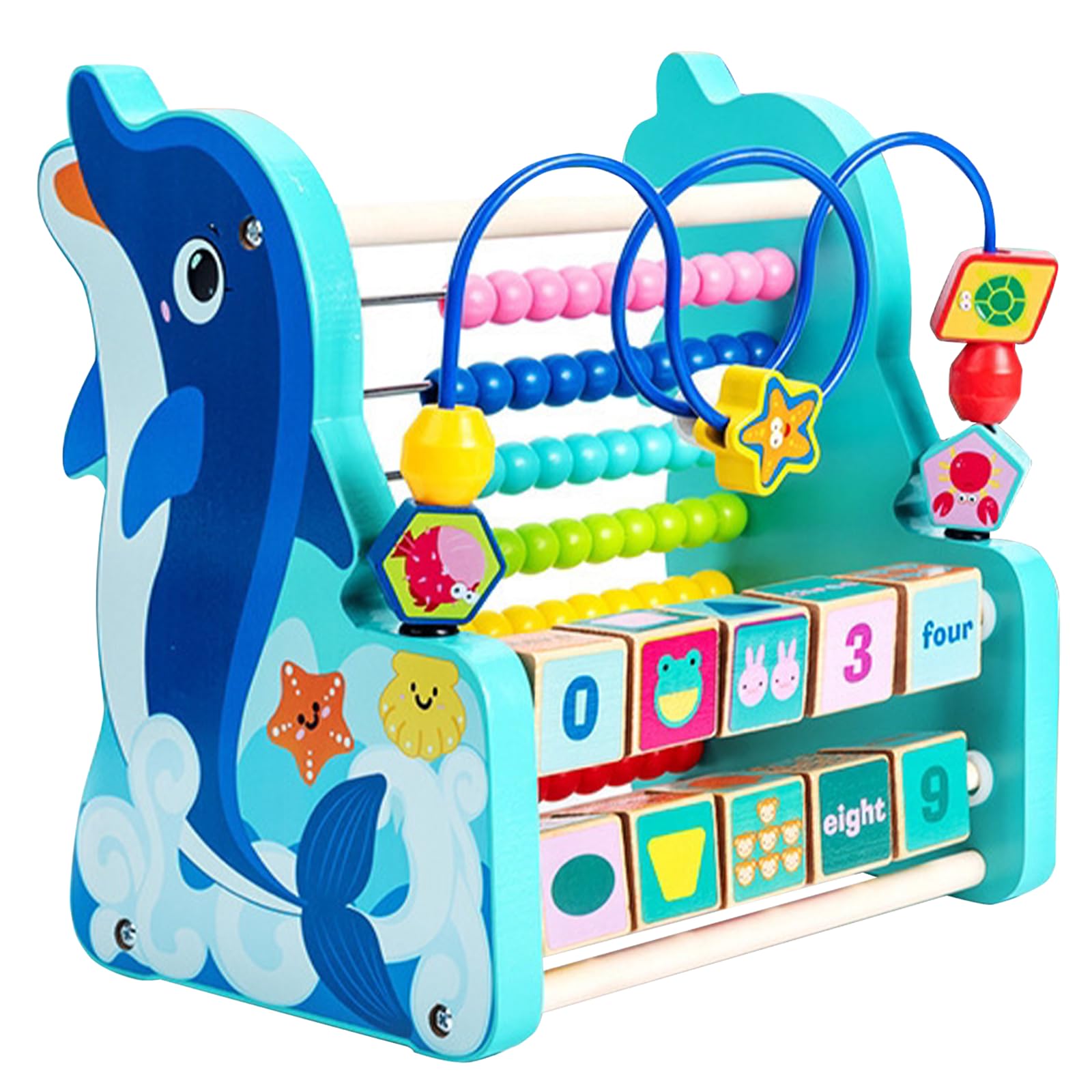 

moire imports Looping Abacus Wooden Toy Bead Coaster Gift Animal (Dolphin) [Parallel Import]