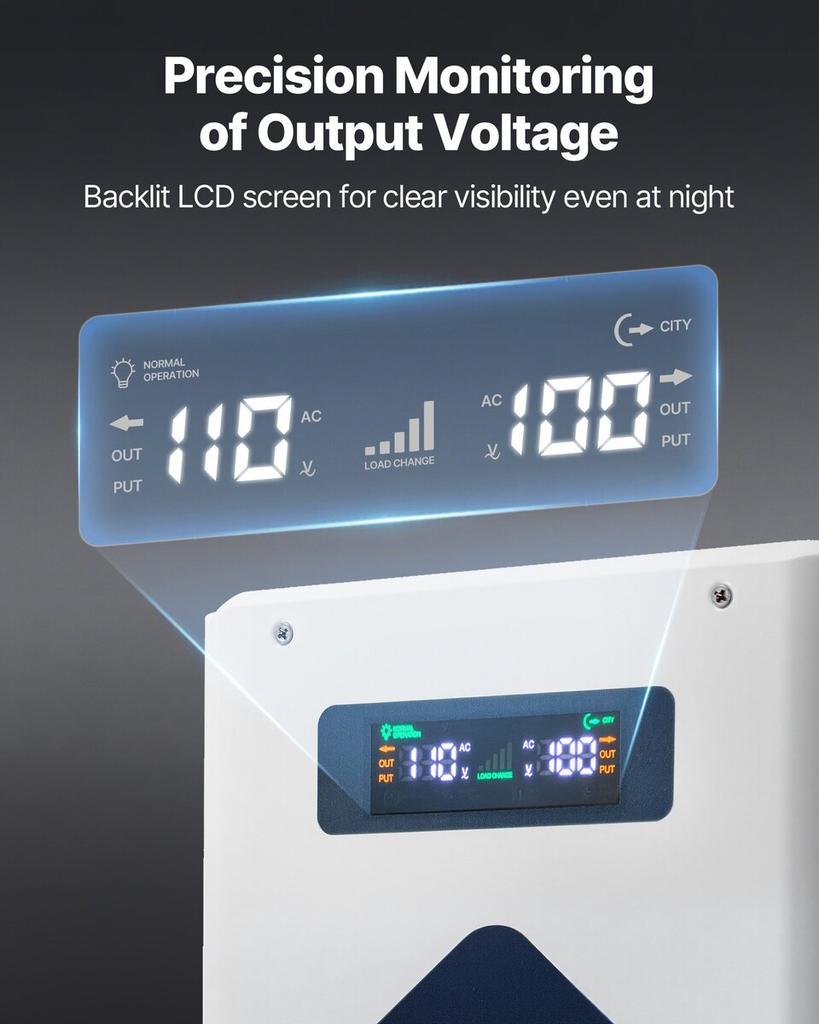 Step Down Voltage Converter, 2000VA, Heavy Duty Voltage Power Converter, 220V To 110V Power Transformer, with 2 US Outlets, USB Output, LCD Display,