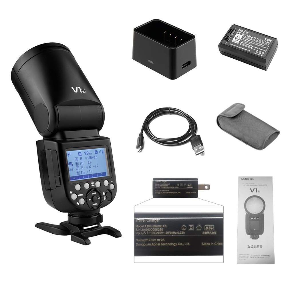 

[Godox Authorized Agent] GODOX V1F Camera Flash Strobe Round Head for Fuji Fujifilm X-Pro2 X-T20 X-T2 X-T1 GFX50S GFX50R Camera For Wedding