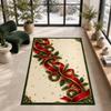 Holiday Noel Pine Tree Area Rug Festive Poinsettia Wreath Pattern Carpet Cozy Living Room Farmhouse Ground