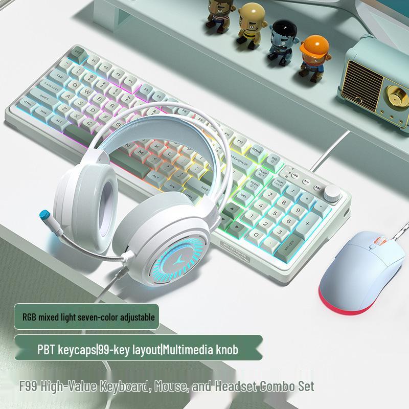 Women's Wireless Bluetooth Mechanical Keyboard & Mouse Set with Brown Switch Feel for Office and Gaming