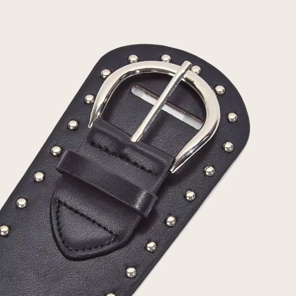 Rivets Design Studded Belt Wide Belt Waist Strap Fashion Punk Belt Y2K Style