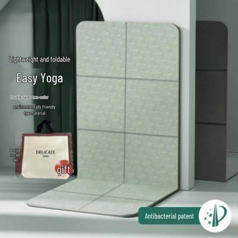Tappetino da Yoga Pieghevole Antiscivolo Portatile Insonorizzato Inodore e Set con Corda per Saltare