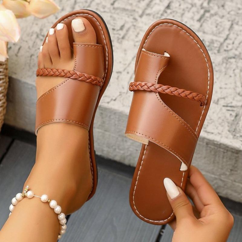 

Fashion 2025 Summer Women Flats Casual Sandals Plus Size Clip Toe Beach Slippers Flip Flops Slides Women Slip-On Zapatos De Mujer 36 коричневый