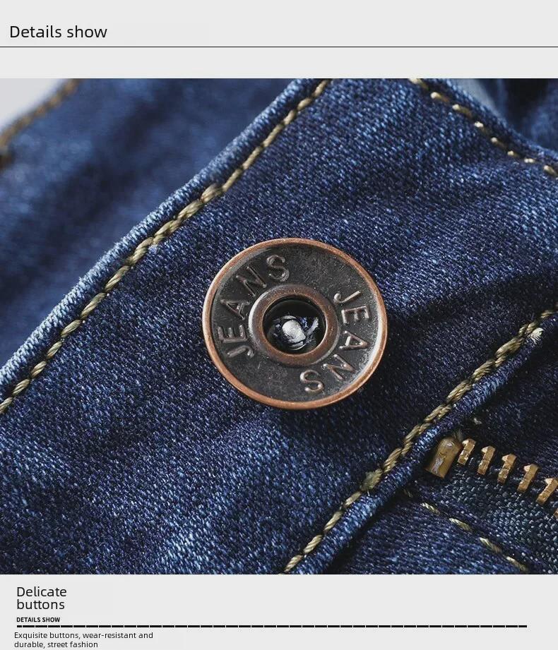 Men's Blue Large Size Elastic Jeans for Spring and Autumn - Loose Fit, Plus Size