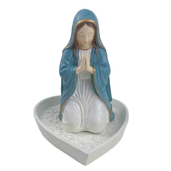 Catholic Rosary Holder Resin Prayer Rosary Stand Blessed Virgin Mary/Jesus Tabletop Jewelry Organizer Religious Gifts for Christian Home Decor Womens