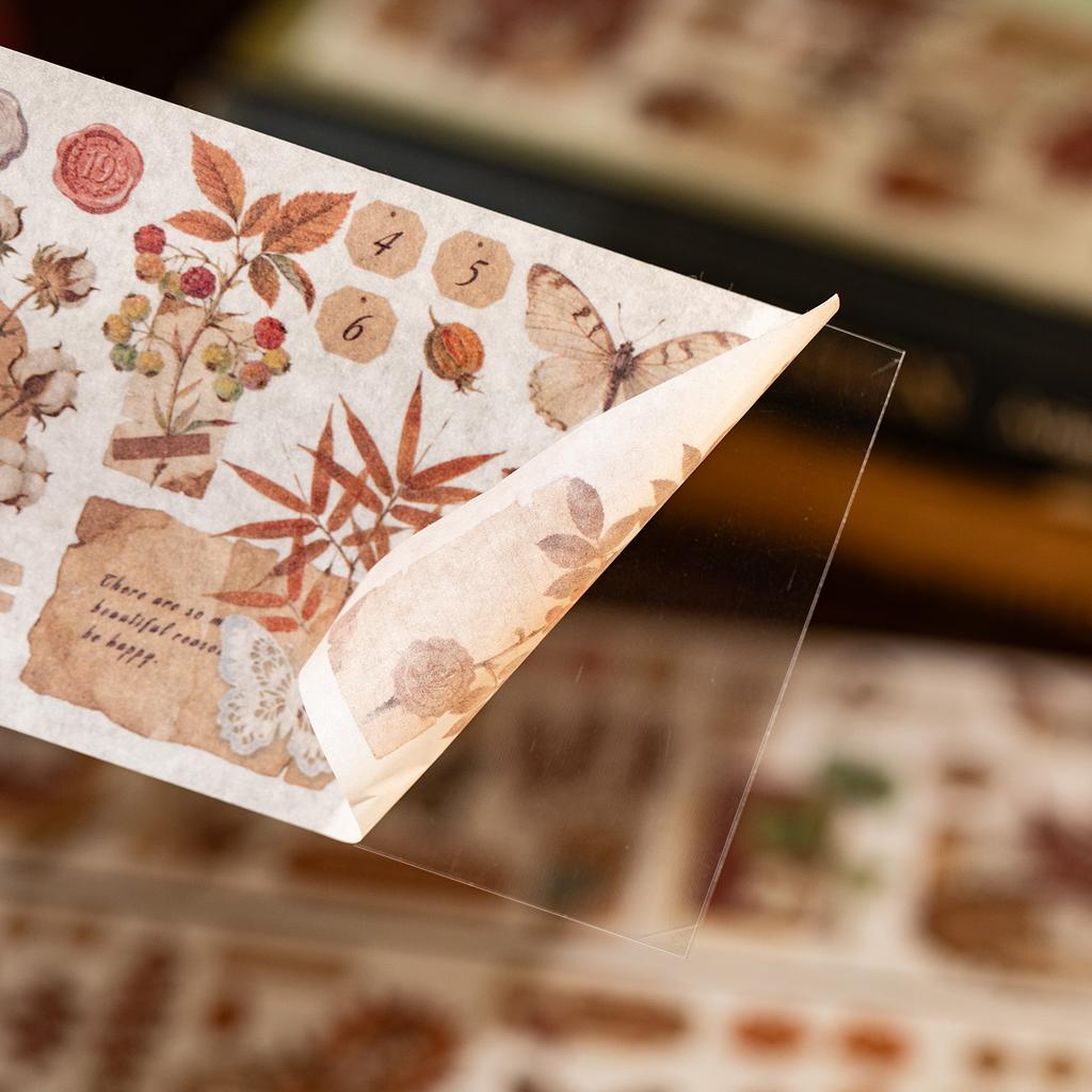 6sheets Vintage Plants Washi Sticker Decor Journal Supplies DIY Scrapbooking Material Creative Aesthetics Stationery