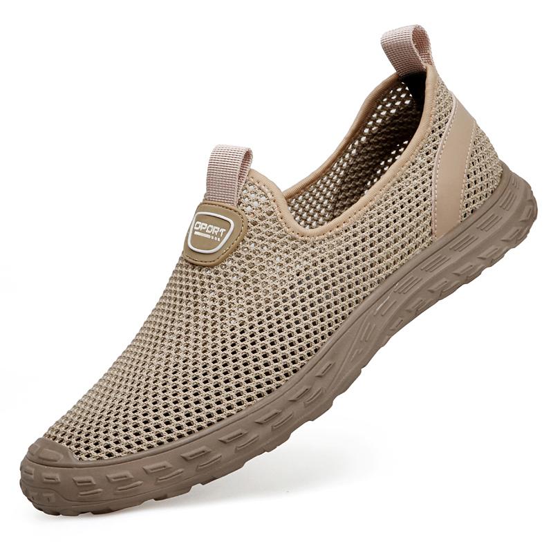 Fashion All-match Mens Sneakers Summer Lightweight Walking Footwear New Men's Loafers Mesh Breathable Flats Mens Slip On Casual Shoes