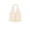 Summer New Product Women's Clothes Decorated Row Button Linen Blended Silm Elegant Hanging Collar Vest Jacket 2010842