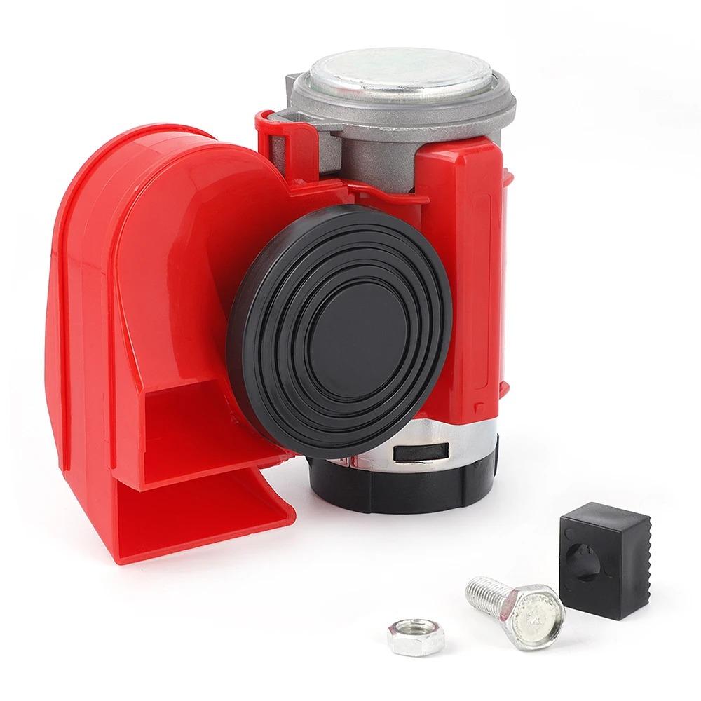 12V 115dB Car Air Horn Red Compact Dual Tone Electric Pump Loud Siren Vehicle for Car Motorcycle Truck Bicycle