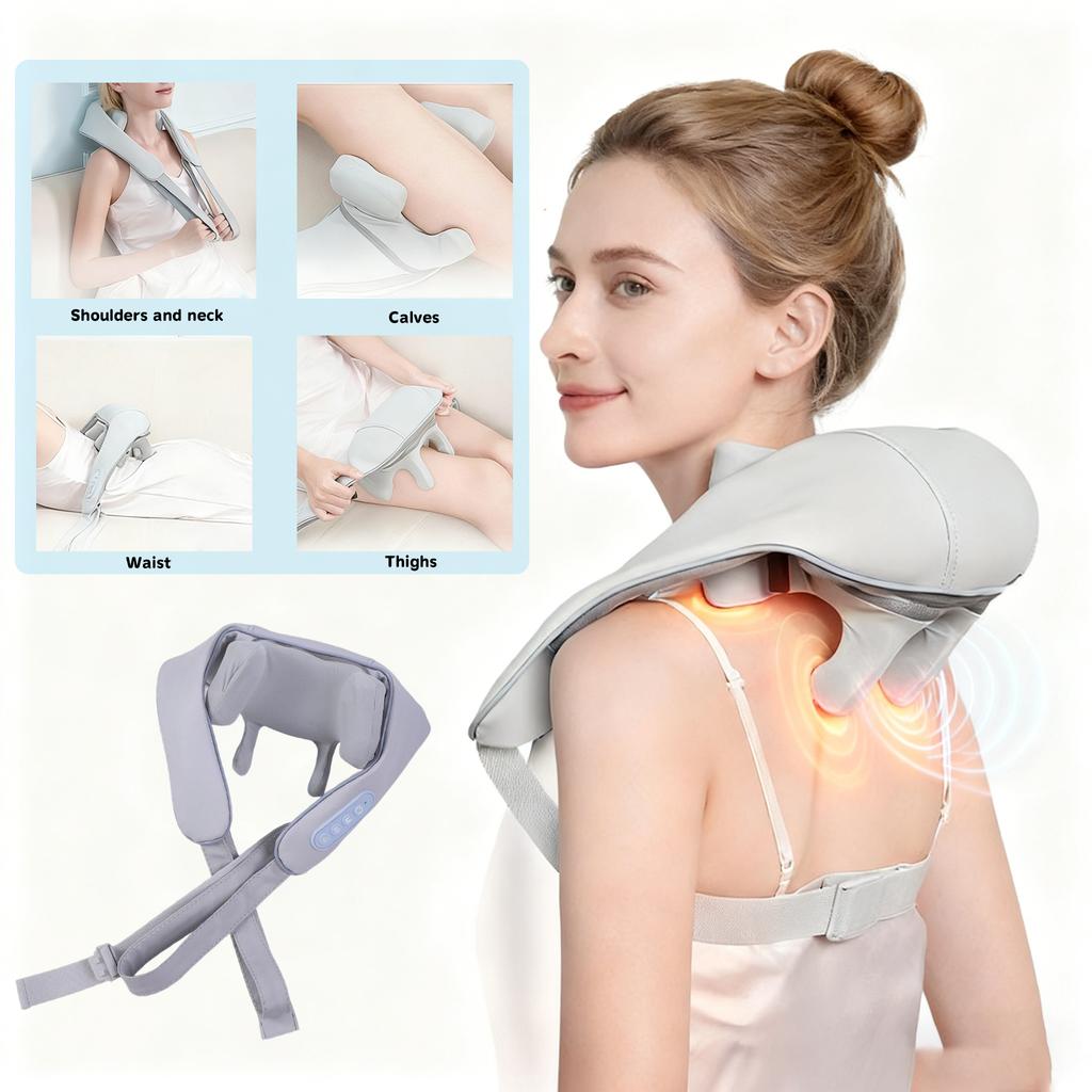 Portable Neck & Shoulder Massager with Heat - Electric Kneading Massager for Pain Relief