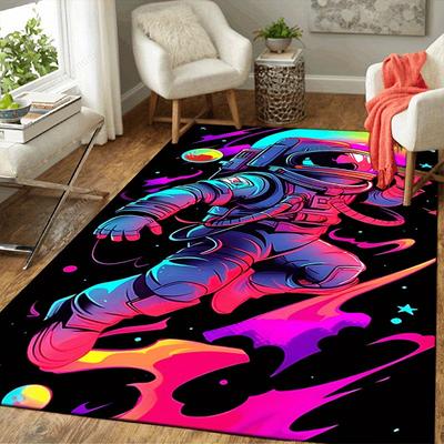 1pc Astronaut Design Indoor Area Rug - Soft, Anti-Slip, and Durable Gaming Room Decor for Bedroom