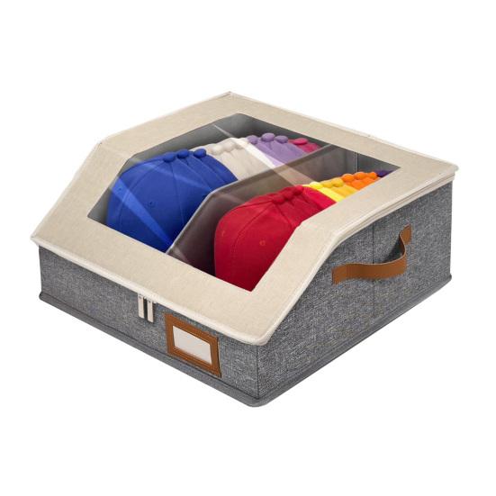 Hat Organizer with Clear Window Lid Flip Access Design Stackable Adjustable