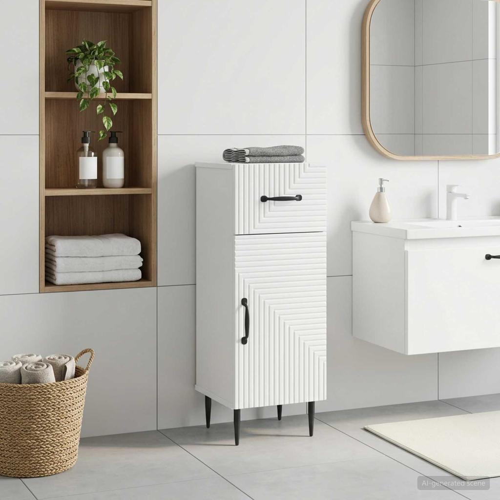 Bathroom Storage Cabinet HAARLEM White 30 X 31 X 80 Cm