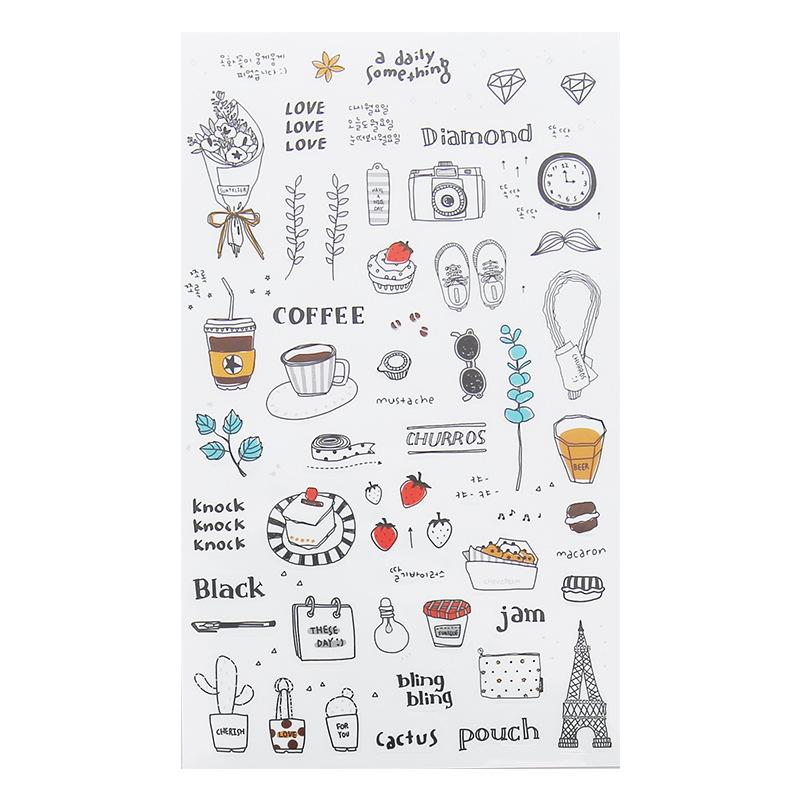Office School Supplies Fresh Watercolor Style Stickers Travel Diary Photo Album 6 Pieces Gift Kawai Stationery Cute Lovely