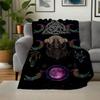 " Moon Phase Goddess and Dogs Wallpaper "Blanket Flannel Throw Blanket for Sofa, Bed, Travel, Camping, Office