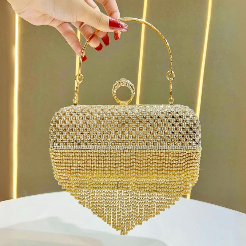 Fashionable Banquet Clutch, Diamond-encrusted Party Evening Bag, Paired with Wedding Dress, Banquet and Dinner Bag Casually