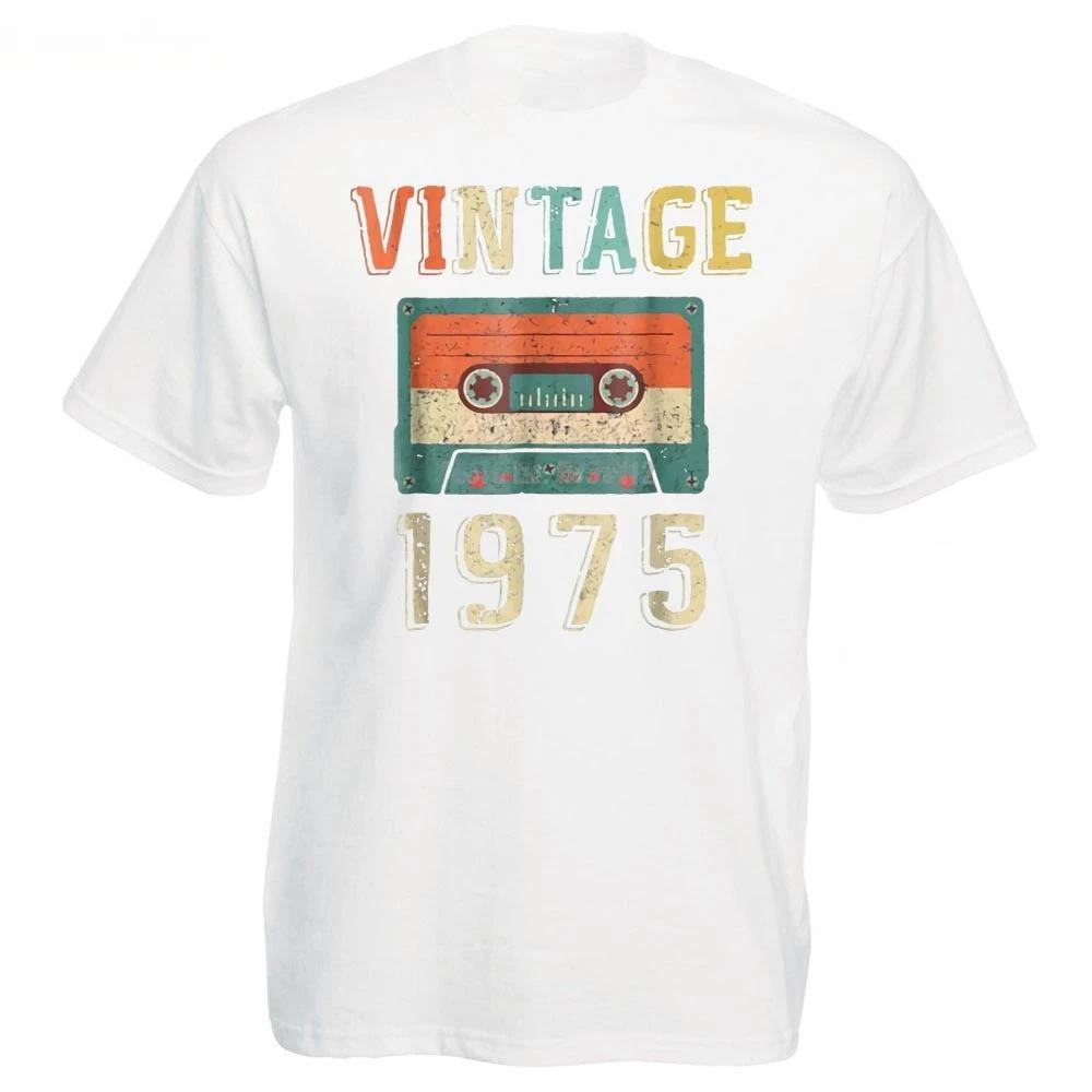 Teeshirt 43Rd Birthday Gift Vintage 1975 43 Years Old Mixtape Shirt Design T Shirt MenS High Quality Male Black Tshirts