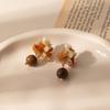 Retro Maillard Acrylic Flowers Stud Earrings for Women Girls Elegant Coffee Color Flower Dangle Earrings Trendy Jewelry Gifts