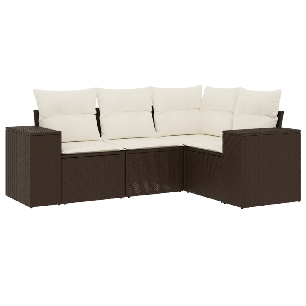 Vidaxl 4-Seater Garden Lounge Set, Cushions, Brown Rattan Pe