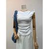 C S In The Room miSa STrap ShirrIng punChIng One Off Shoulder Cap Sleeve T ShirT