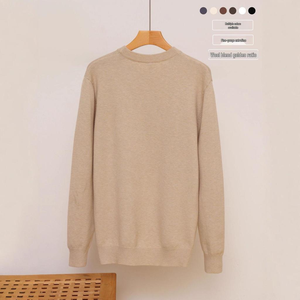 Men's Autumn-Winter Lazy Style Wool Knit Sweater with Round Neck
