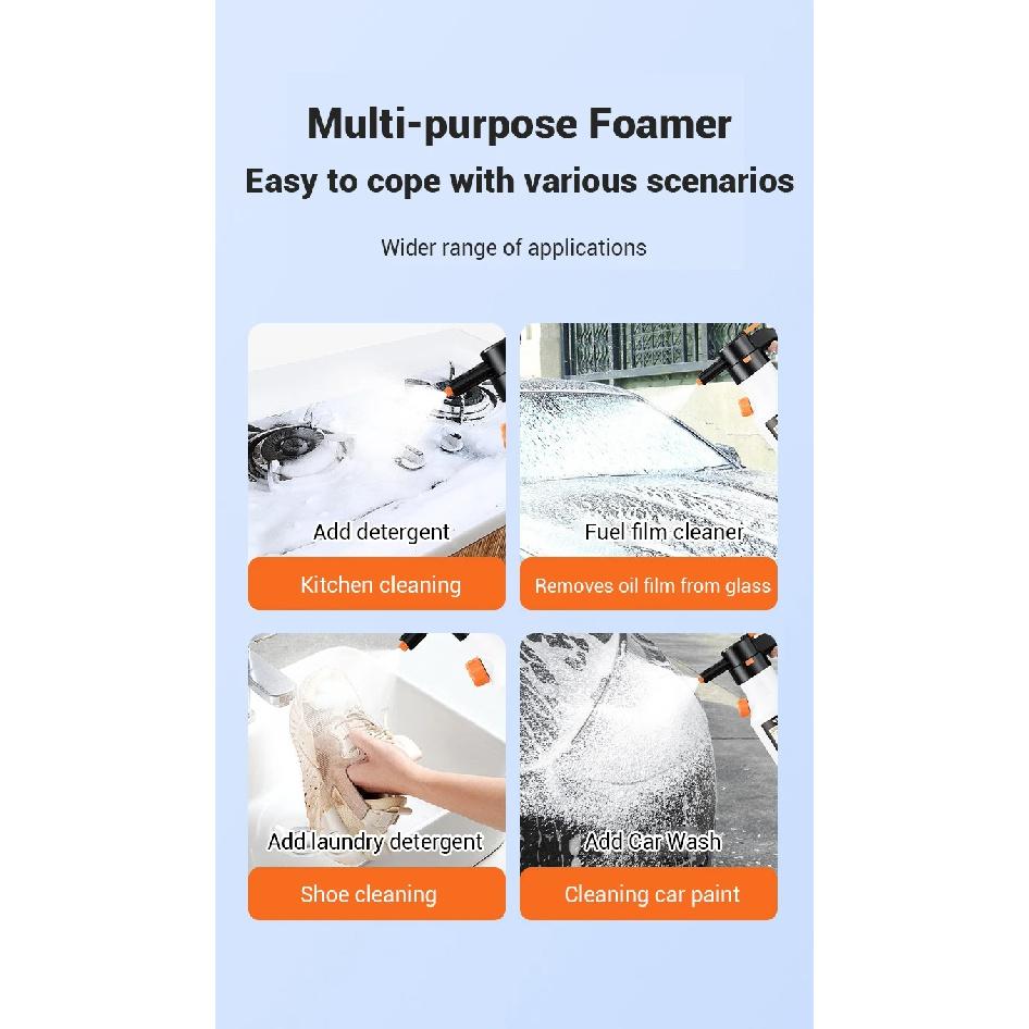 LEIBOO 2L Powerful Electric Foam Sprayer Car Wash Snow Foam Spray Bottle Rechargeable Auto Wash Sprayer Can Car Accessories
