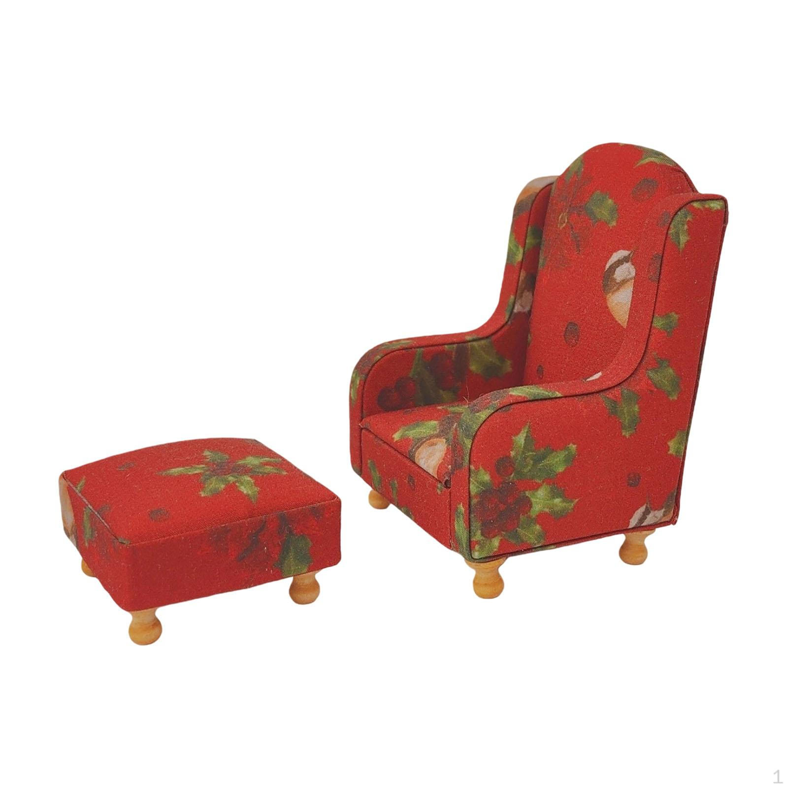 

1:12 Dollhouse Miniature Furniture Set, Sofa, Armchair, And Ottoman. красный
