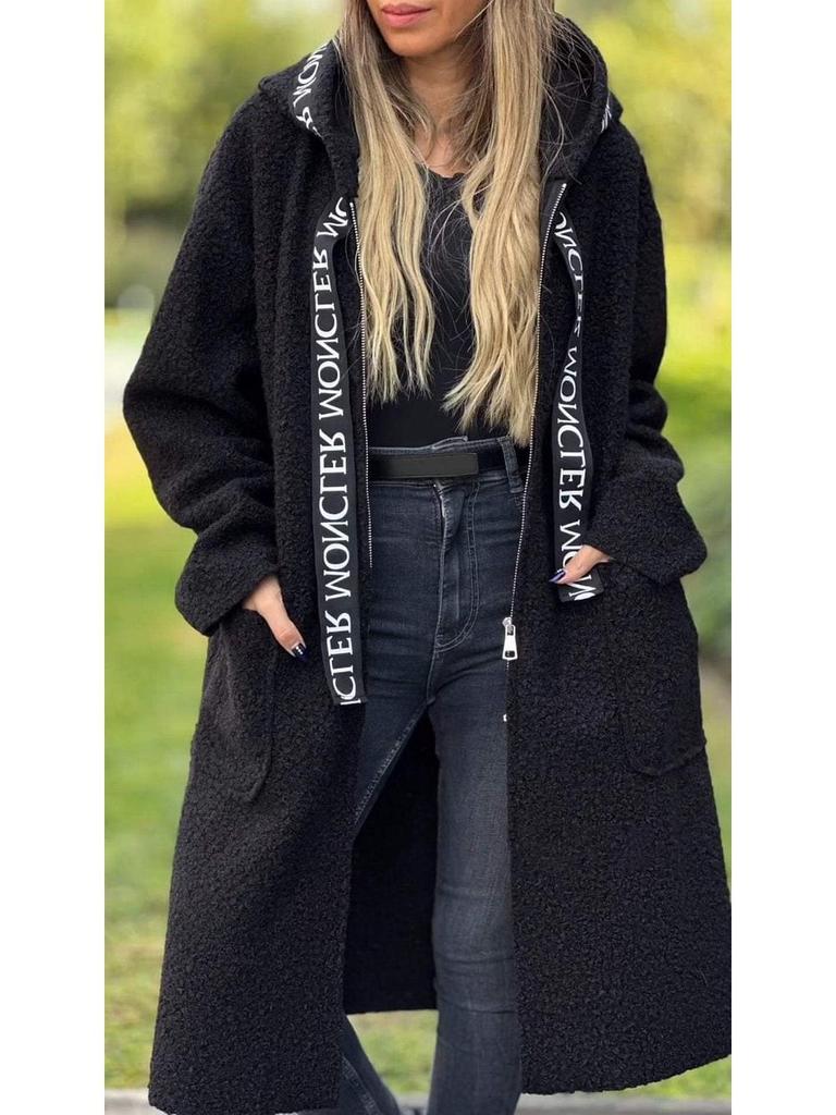 2024 Europäische und Amerikanische Herbst/Winter Lässige Kapuzenjacke aus Lammwolle