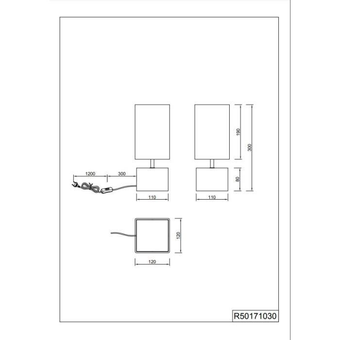 Trio lampe de table Woody 12 x 12 x 30 cm E14 bois 40W naturel