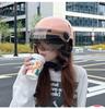 Women's Cute Cartoon Cat Electric Scooter Motorcycle Safety Helmet - Winter All Seasons, New National Standard, Half Helmet
