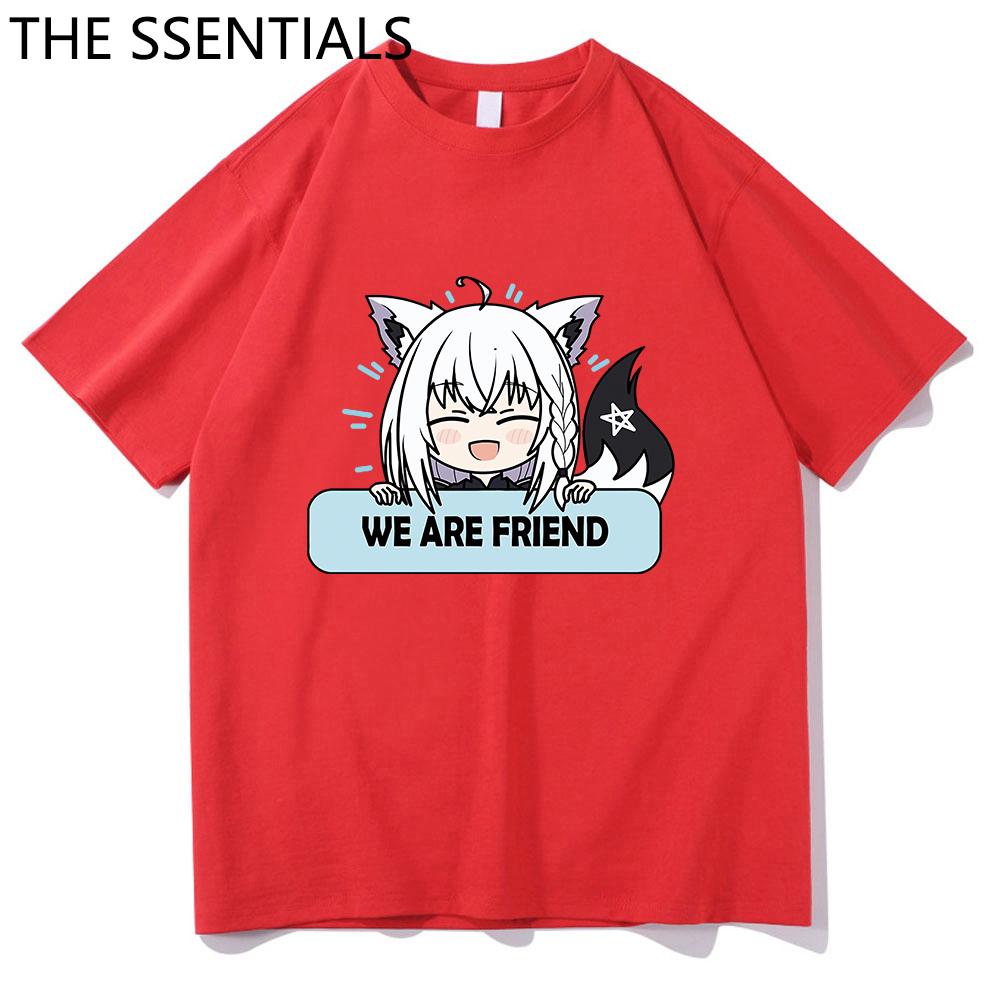 Hololive VTuber T-skjorte Unisex Harajuku tegneserie-grafikk-t-skjorter Unisex-tilfeldig bomullst-skjorte Herre Anime Kawaii Shirakami Fubuki T-skjorte