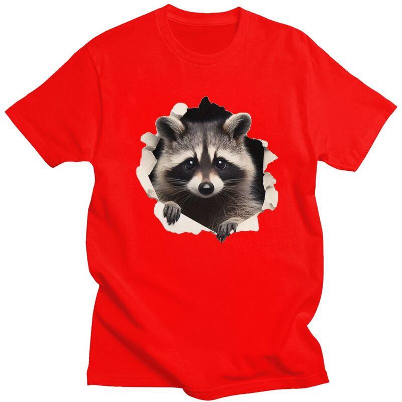 Custom Funny Raccoon T Shirts Men Pure Cotton Tees Tshirt Tshirt
