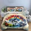Music Rainbow Art Symphony Bedding Duvet Cover Set Duvet Cover Pillowcases  (1*Duvet Cover 2*Pillowcases, without duvet insert)