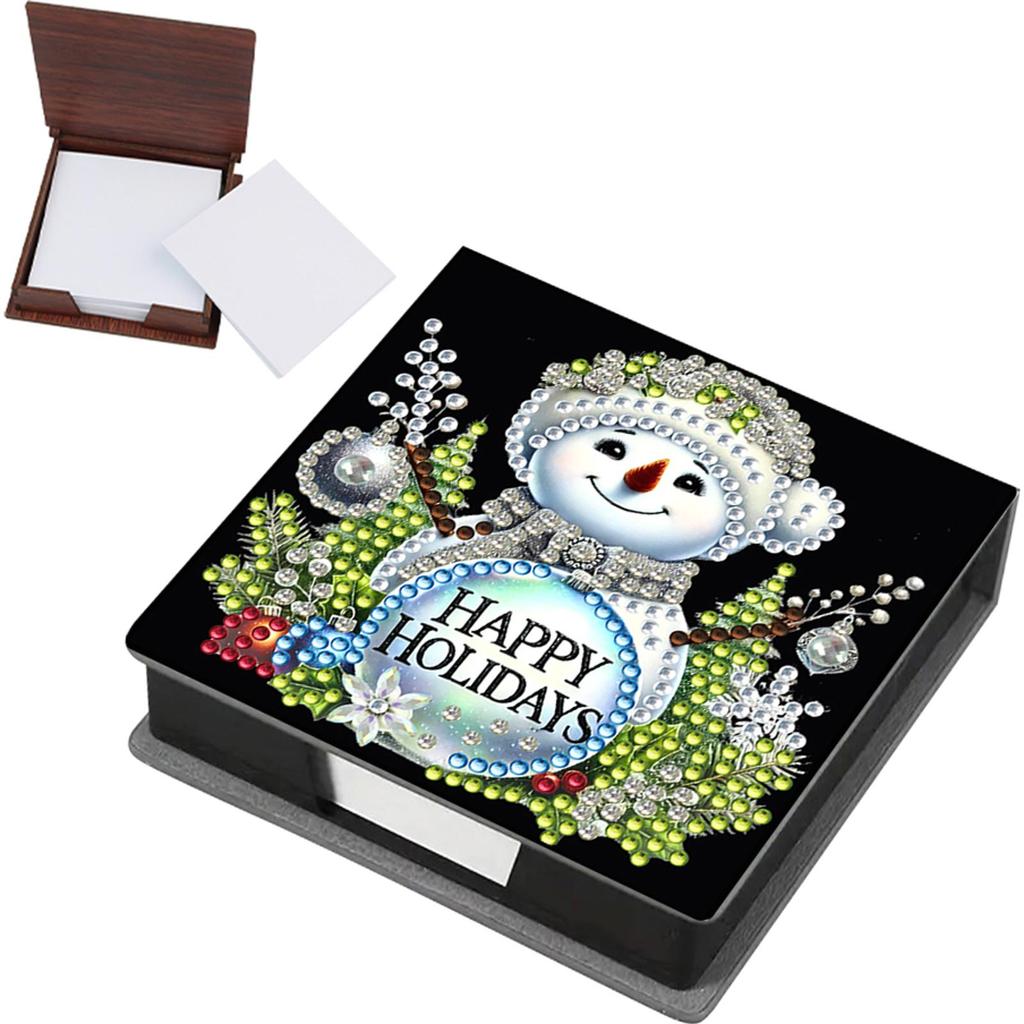 5D DIY PU Diamond Painting Notecard Box with 160 Sheets Paper Self Adhesive Crystal Note Box Mosaic Kit for Home Office