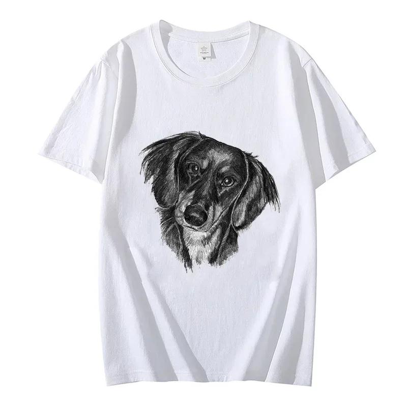 Dachshund Pug Oversized T Shirt Women Men Tops Short Sleeve Tee Shirts Homme White Tshirt Streetwear Funny Dogs Men's Brand Tops