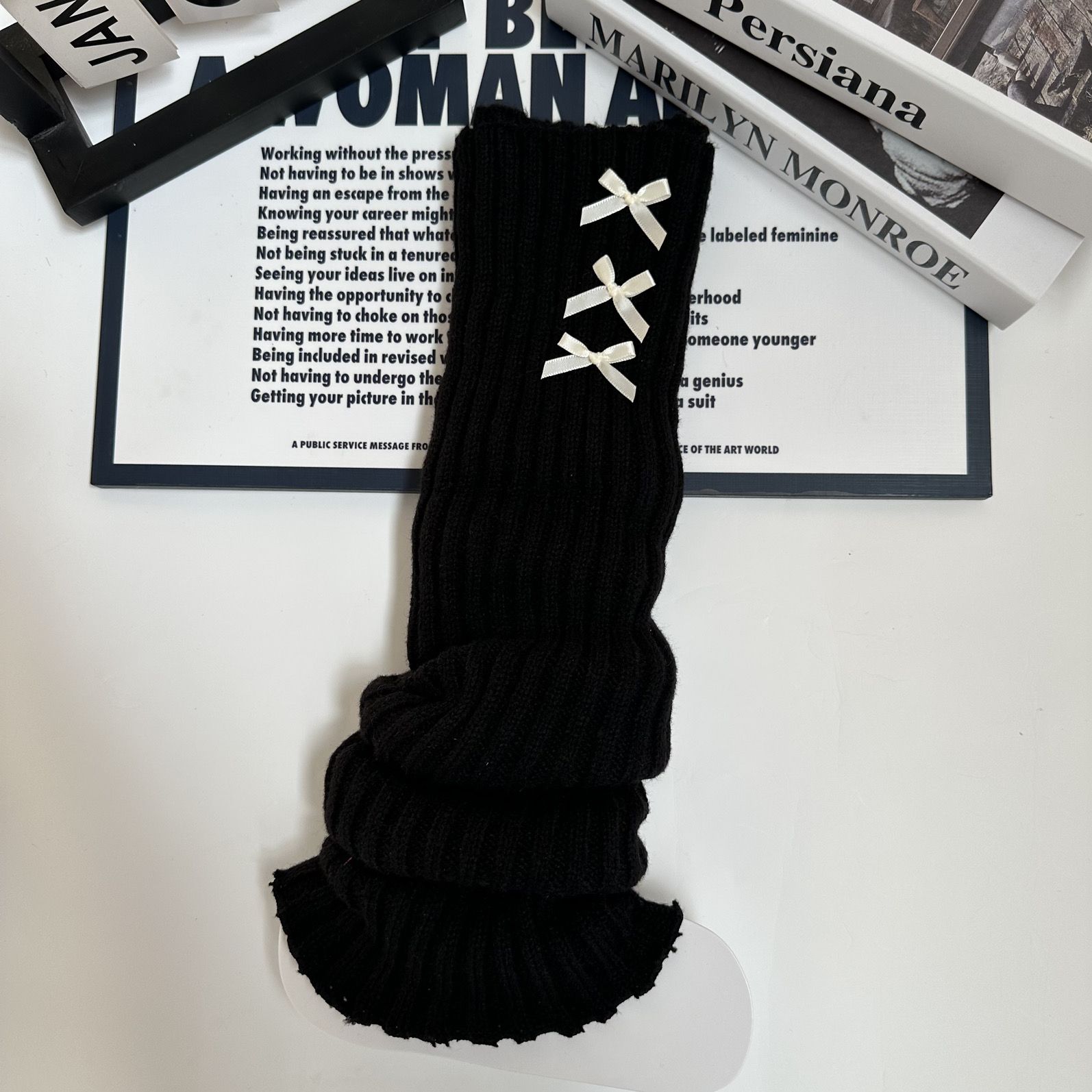 

Women s Knitted Leg Warmers Autumn Winter Warm Calf Socks Over Knee Knee High Wool Socks Women JK Japanese Style Sweet Outer Wear Knee Pads Socks чорний