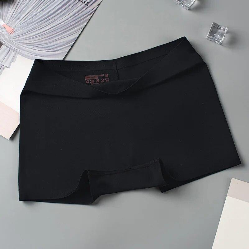 Silk Seamless Underwear Women's Boxer Shorts Ladies Panties Safety Pants Soild Female High Waist Lingerie Panty