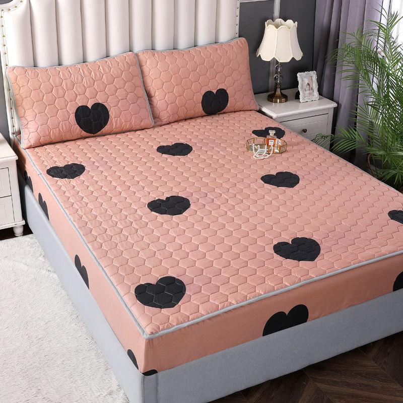 Bedroom Thick Fitted Sheets Non-slip Mattress Protector Four Corners Dust-proof Household Simple Bed Sheet for King Queen Size UK Super King(275x300cm)