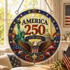 Acrylic Jigsaw Puzzle Suncatcher, US 250th Anniversary DIY Sun Catcher Kit, Stained Glass Style Patriotic Window Hanging Ornament for Independence Day