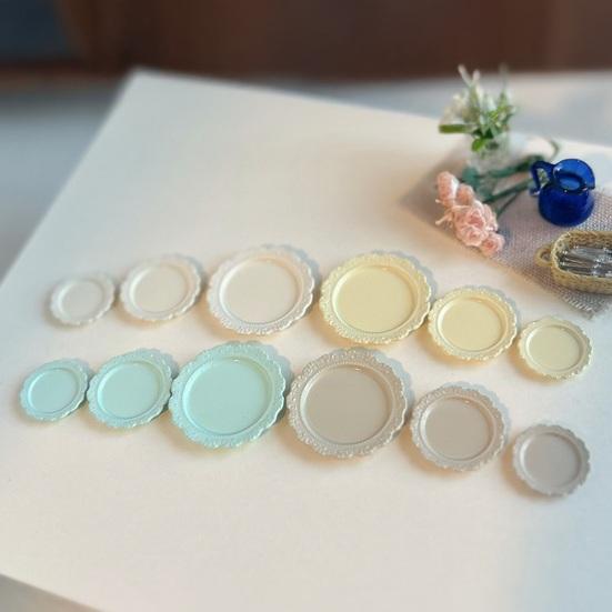 3 Pcs 1/6 1/12 Scale Miniature Dish Plates Alloy Dollhouse Kitchen Accessories Vintage Tiny Tableware for DIY Crafts Pretend Play