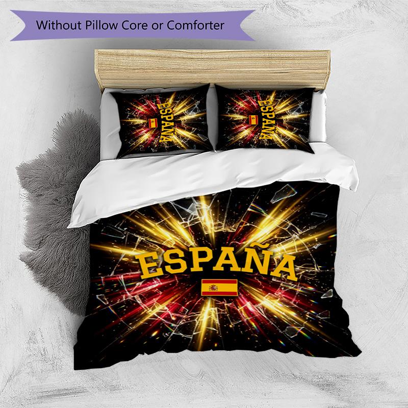 Set Lenzuola Stampate Caldo e Traspirante 3 Pezzi Spagna Calcio, Come Regalo per Inaugurazione Casa o Festa