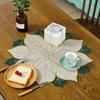 Xmas Table Top Decor Mat Double Layers Applique and Embroidery Xmas Flowers Decorative Table Mat