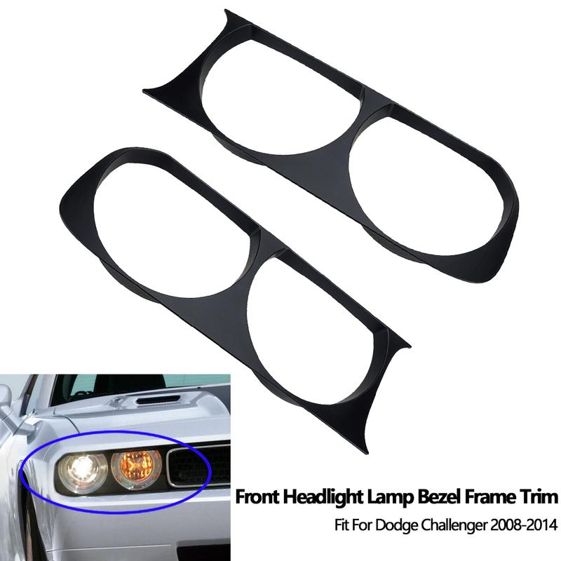 2Pcs Front Headlight Lamp Bezel Frame Trim for Dodge Challenger 2008 2009 2010 2011 2012 2013 2014 68051527AA 68051526AA