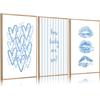 3Pcs Trendy Blue Wall Art Light Blue Preppy Wall Decor How Lucky Are We Pictures Funky Kiss Lips Artwork Coquette Aesthetic Poster Prints for Girl