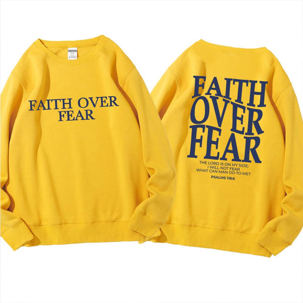 Faith Over Fear Sweatshirt Christian Hoodie Trendy Jumper Bible Verse Sweater Religious Crewneck Sweatshirts Jesus Faith Tops