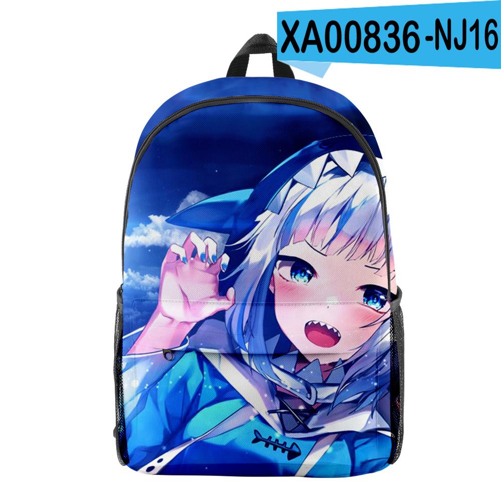 Classic Novelty Gawr Gura Cute Shark pupil Bookbag Notebook Backpacks 3D Print Oxford Waterproof Boys/Girls Travel Backpacks