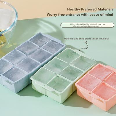 4/6/8 Gitter Eiswürfelschale Silikon Eiswürfelformen Topfboden Verpackungsbox mit/ohne Deckel Wiederverwendbare quadratische Eiswürfelform