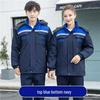 Abbigliamento da lavoro invernale in cotone colorblock riflettente: Giacca e Pantaloni Caldi di Media Lunghezza con Logo Personalizzato