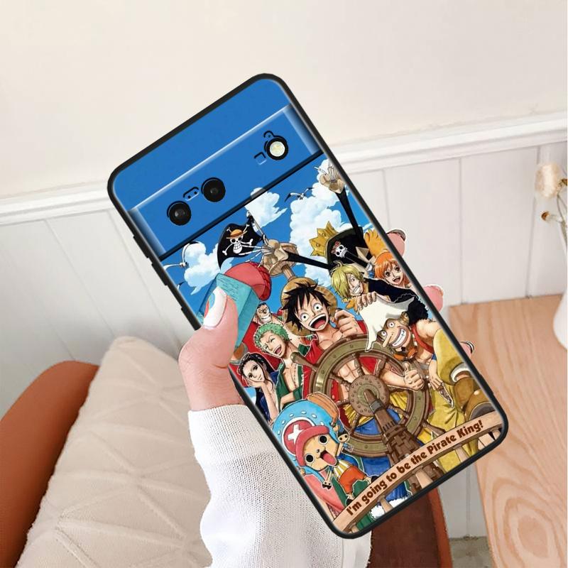 Luffys-Zoros O-nes P-ieces Stoßfeste Abdeckung für Google Pixel 8 7A 6A 5A 5 4 4A XL Pro 5G Schwarze Telefonhülle Weiche Fundas Capa